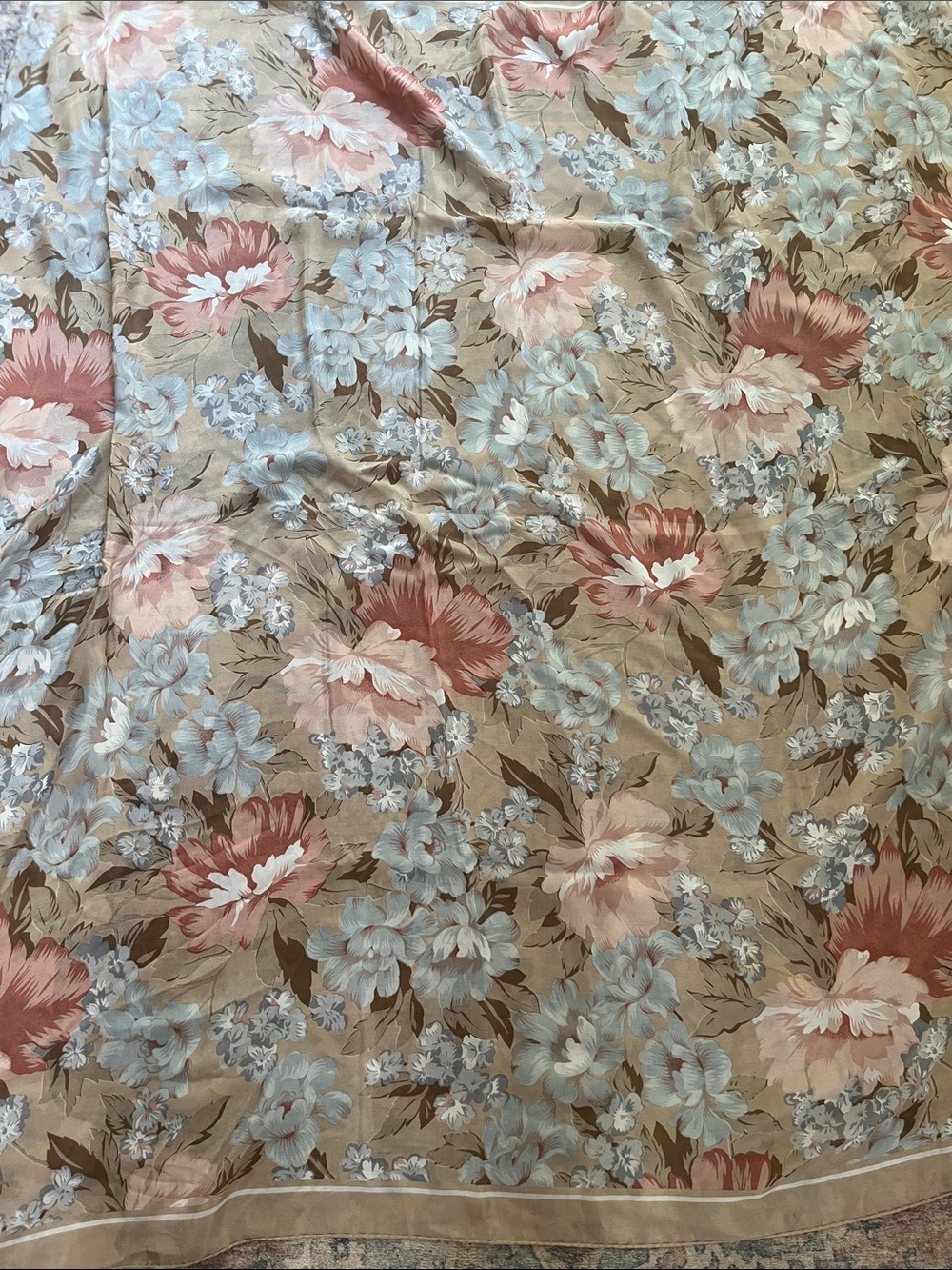 Vintage Saldarini Como Italy 100% Silk Scarf Square Botanical Autumn florals